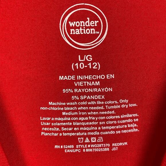 WONDER NATION GIRLS RED POPLIN TOP SIZE LARGE - Picture 7 of 10